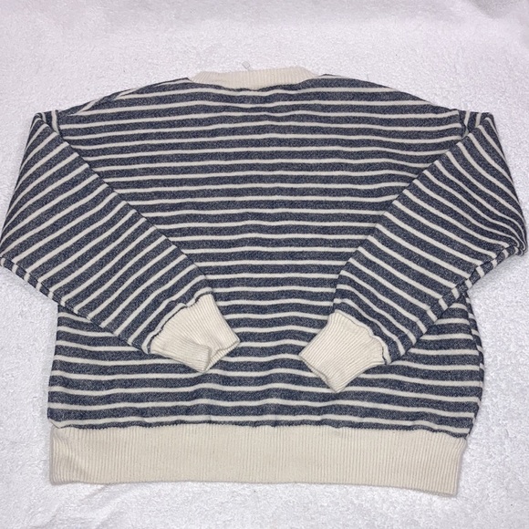 ZARA Striped Fleece Thick Knit Crewneck Sweatshirt women’s medium - Picture 6 of 7